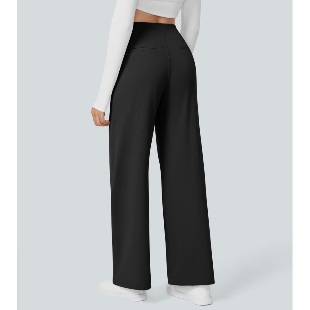 Halara Flex DayStretch High Waisted Straight Leg Work Pants Black S Petite NWT